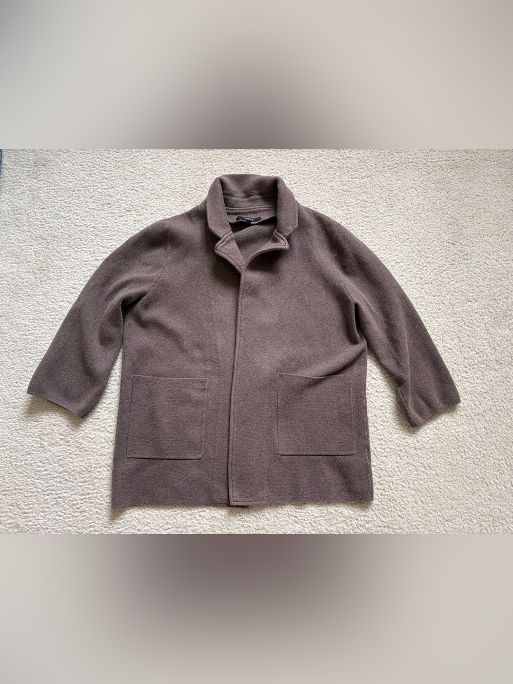 Quince 100% organic cotton knit blazer heather brown sz M, relaxed career preppy